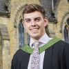 Tim Simpson on the Maurice Keyworth balcony on his graduation day