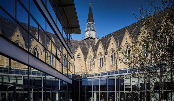 An external shot towards the business school and innovation centre at the University of Leeds