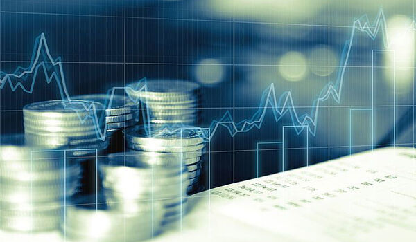 Montage design of currency and financial graphs