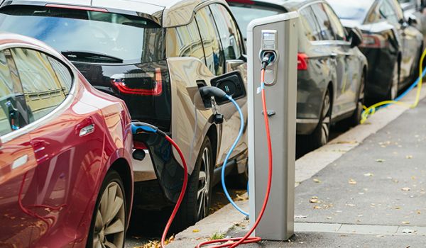 Row of electric cars