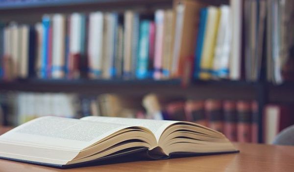 Open book on a table