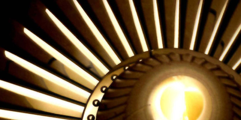 A close up of a jet engine