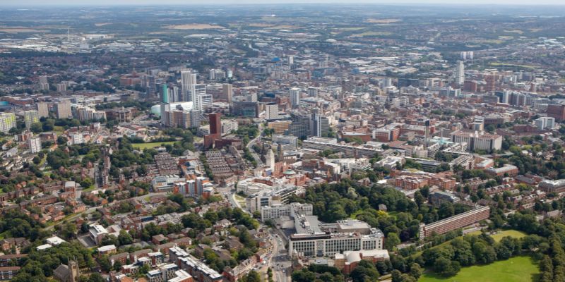 Aerial shot of Leeds