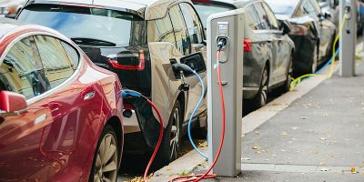 Row of electric cars