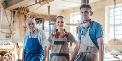 Family business team in workshop