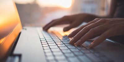 Working on a laptop