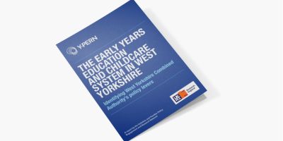 Front cover of report that has the following text on it: Y-PERN. The early years education and childcare system in West Yorkshire. Identifying West Yorkshire Combined Authority's policy levers