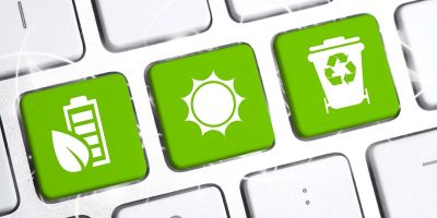 Sustainability keys on a keyboard