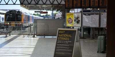 RMT rail strike sign by train 2022