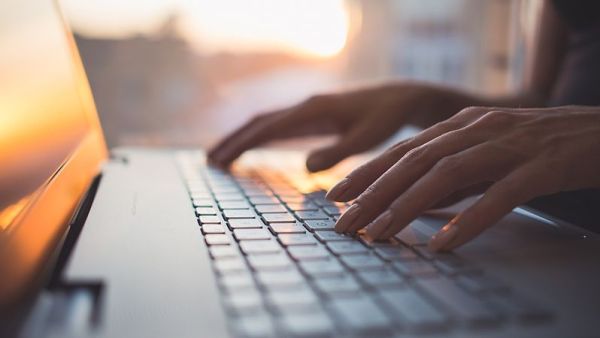 Working on a laptop