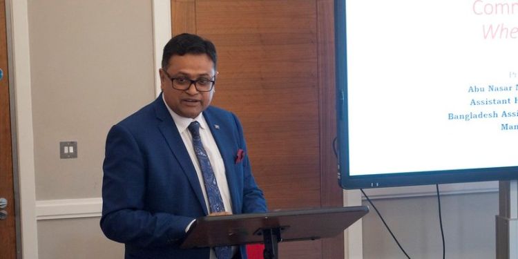 Mr Abu Nasar Md. Anowarul Islam giving his closing address at the Symposium.