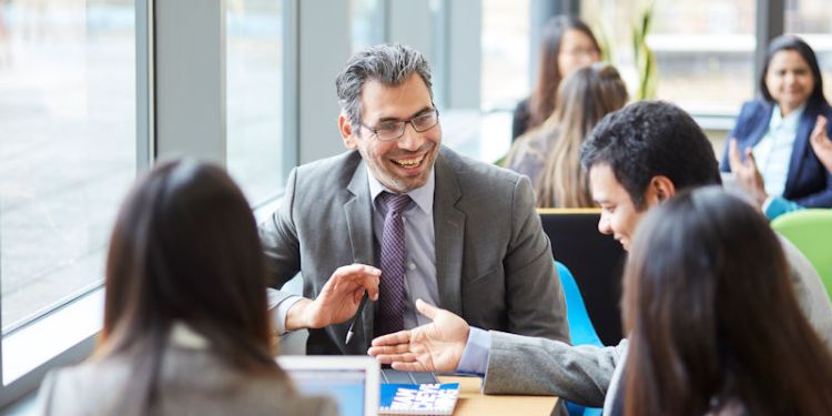 MBA students working in a group