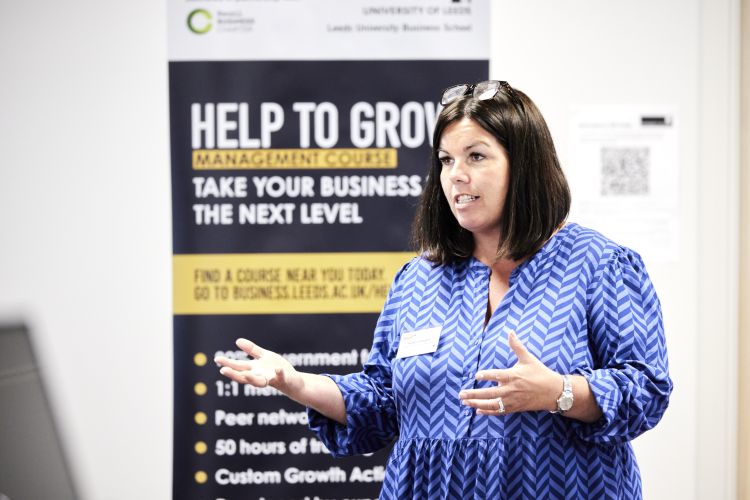 Rebecca Padgett presenting at Help to Grow Alumni event