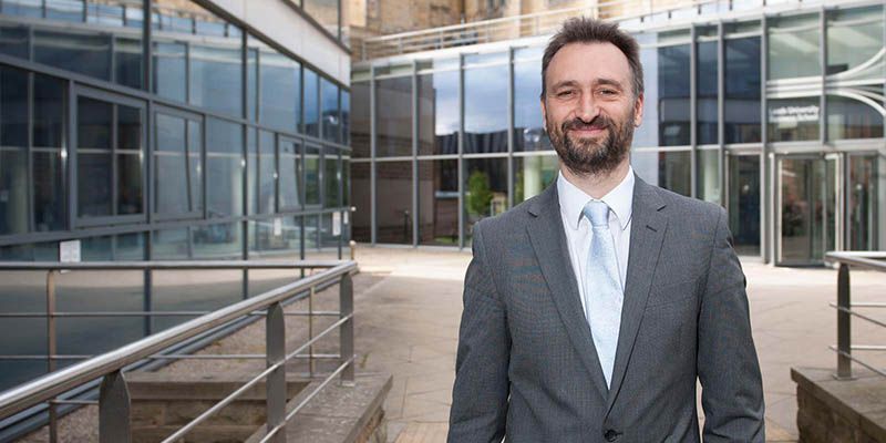 David Spencer stood outside Maurice Keyworth building